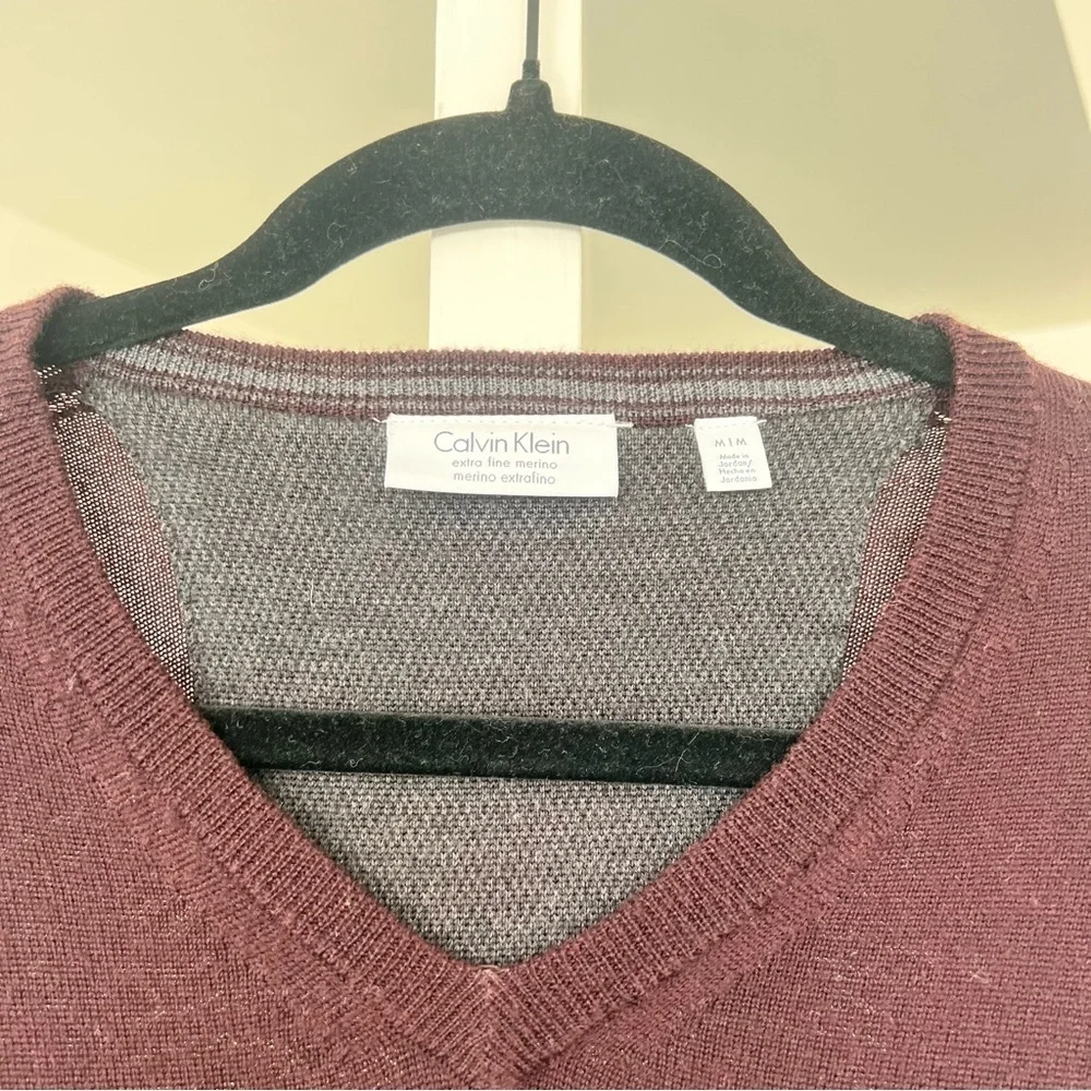 Men's Calvin Klein Extra Fine Merino Wool V-Neck Sweater- M